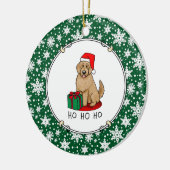 クリスマスサンタゴルデンドール(ゴールデンレッド)犬かわいい セラミックオーナメント (左)