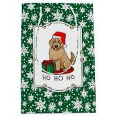 クリスマスサンタゴルデンドール（ゴールデンレッド）犬かわいい ミディアムペーパーバッグ (正面)