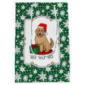 クリスマスサンタゴルデンドール（ゴールデンレッド）犬かわいい ミディアムペーパーバッグ (裏面)