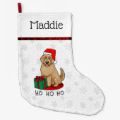 クリスマスサンタゴルデンドール（ゴールデンレッド）犬かわいい ラージクリスマスストッキング (正面)