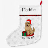 クリスマスサンタゴルデンドール（ゴールデンレッド）犬かわいい ラージクリスマスストッキング (裏面)