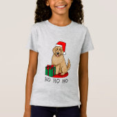 クリスマスサンタゴルデンドール（ゴールデンレッド）犬かわいい Tシャツ (正面)