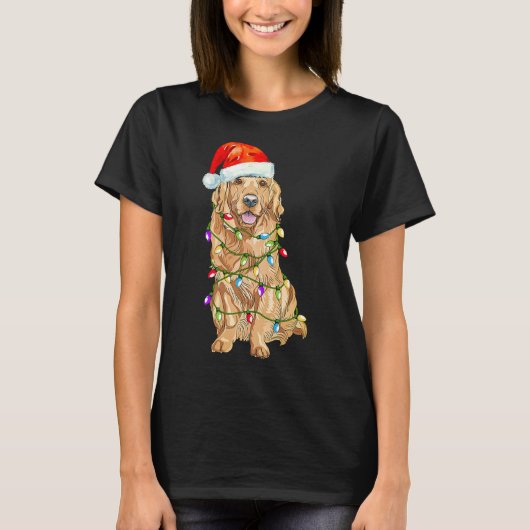クリスマスサンタゴールデンレトリバー Tシャツ (正面)