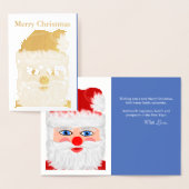 クリスマスサンタゴールドフォイルのグリーティングカード 箔カード (ディスプレー)