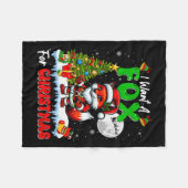 クリスマスサンタサングラスキツネフローラが欲しい フリースブランケット (正面(横))