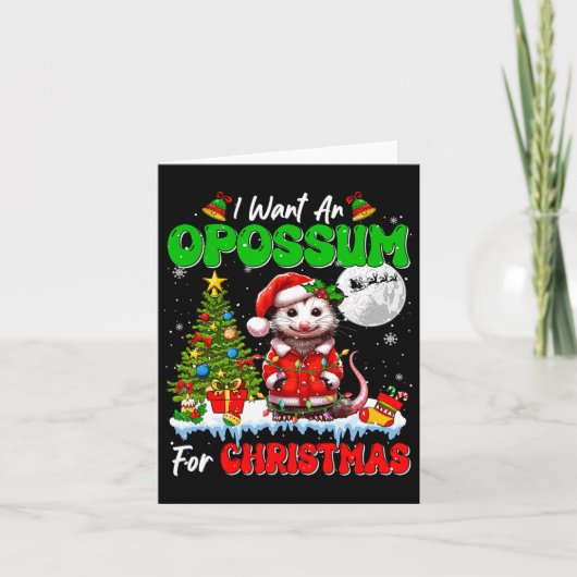 クリスマスサンタサングルフラールのポッサムが欲しい カード (正面)