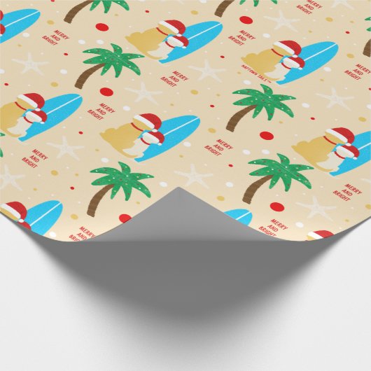 クリスマスサンタサーフィンドッグタンギフトラップ転が ラッピングペーパー (角)