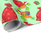 クリスマスサンタシウミガメの柄 ラッピングペーパー (ロールコーナー)