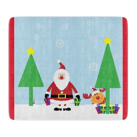 クリスマスサンタシーン カッティングボード (正面)