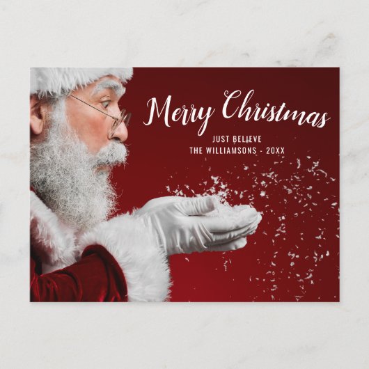 クリスマスサンタジャスト信じカスタムの家族の写真 ポストカード (正面)