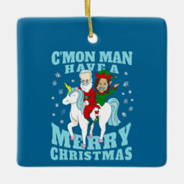 クリスマスサンタジョーバイデン氏カマラハリスユニコーン セラミックオーナメント