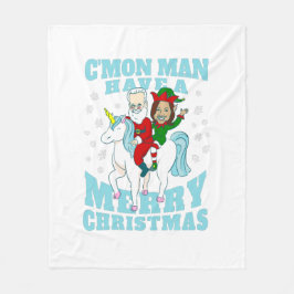 クリスマスサンタジョーバイデン氏カマラハリスユニコーン フリースブランケット