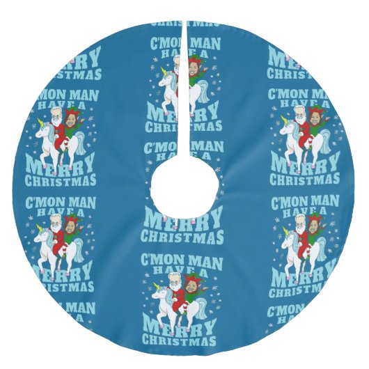 クリスマスサンタジョーバイデン氏カマラハリスユニコーン ブラッシュドポリエステルツリースカート (正面)