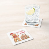 クリスマスサンタジンジャーブレッドマン スクエアペーパーコースター (インサイチュ)