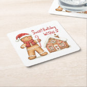 クリスマスサンタジンジャーブレッドマン スクエアペーパーコースター (アングル)