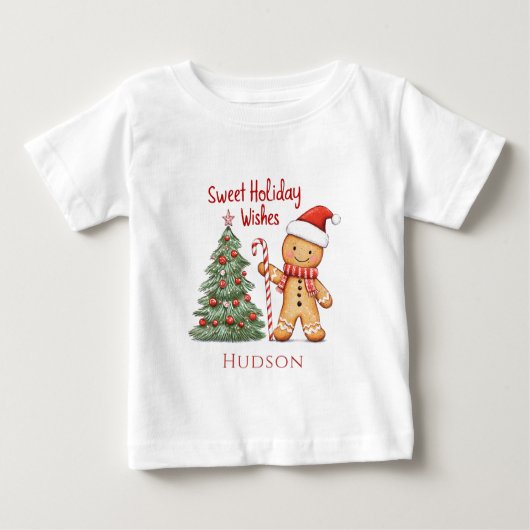 クリスマスサンタジンジャーブレッドマンTシャツ ベビーTシャツ (正面)
