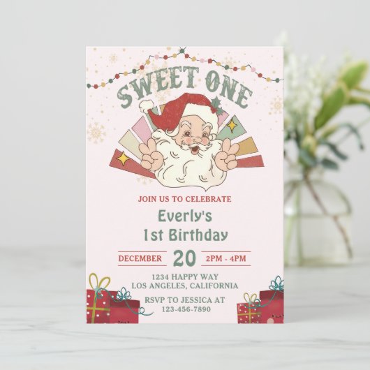 クリスマスサンタスウィートワンの誕生日パーティー 招待状 (スタンド正面)