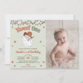 クリスマスサンタスウィートワンバースデーパーティーの写真 招待状 (正面)