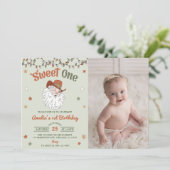 クリスマスサンタスウィートワンバースデーパーティーの写真 招待状 (スタンド正面)