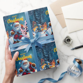 クリスマスサンタスキー ラッピングペーパー