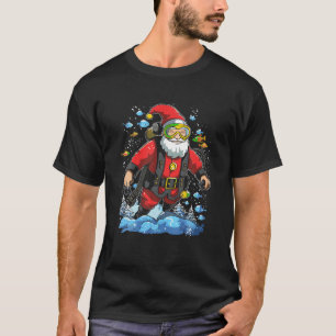 クリスマスサンタスクーバダイバーダイビング海の愛 Tシャツ
