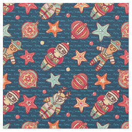 クリスマスサンタスターズ&続き ファブリック