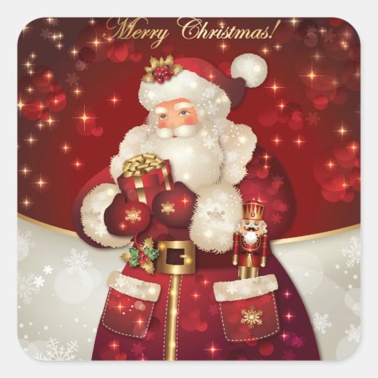 クリスマスサンタスティッカー スクエアシール (正面)