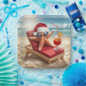 クリスマスサンタスティッシュのお茶の間 ペーパープレート (パーティー)