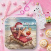 クリスマスサンタスティッシュのお茶の間 ペーパープレート (パーティー)