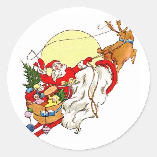 クリスマスサンタステッカー ラウンドシール (正面)