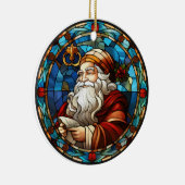 クリスマスサンタステンドグラススタイル セラミックオーナメント (右)
