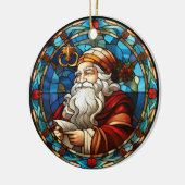 クリスマスサンタステンドグラススタイル セラミックオーナメント (左)