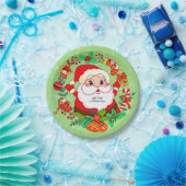 クリスマスサンタストッキングケーンプレゼントホリー7" ペーパープレート (パーティー)