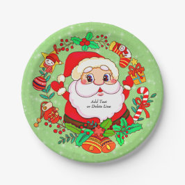 クリスマスサンタストッキングケーンプレゼントホリー7" ペーパープレート