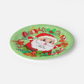 クリスマスサンタストッキングケーンプレゼントホリー7" ペーパープレート (アングル)