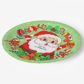 クリスマスサンタストッキングケーンプレゼントホリー9" ペーパープレート (アングル)