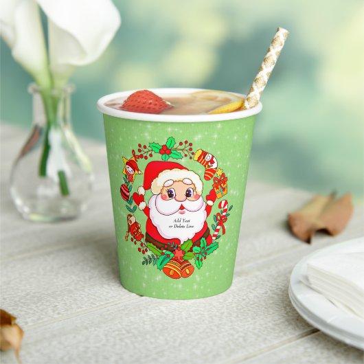 クリスマスサンタストッキングケーンプレゼントホリー 紙コップ (インサイチュ)