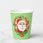 クリスマスサンタストッキングケーンプレゼントホリー 紙コップ (裏面)