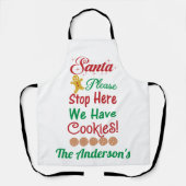 クリスマスサンタストップーここにクッキー エプロン (正面)