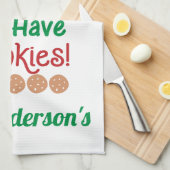 クリスマスサンタストップーここにクッキー キッチンタオル (四つ折り)