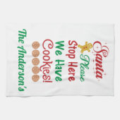 クリスマスサンタストップーここにクッキー キッチンタオル (横)