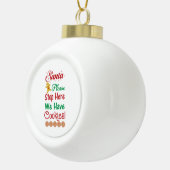 クリスマスサンタストップーここにクッキー セラミックボールオーナメント (右)