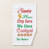 クリスマスサンタストップーここにクッキー バスタオルセット (ハンドタオル)