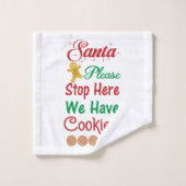 クリスマスサンタストップーここにクッキー バスタオルセット (ウォッシュタオル)
