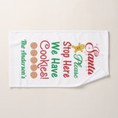 クリスマスサンタストップーここにクッキー バスタオルセット (ハンドタオル)