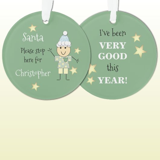 クリスマスサンタストップーここ緑 オーナメント