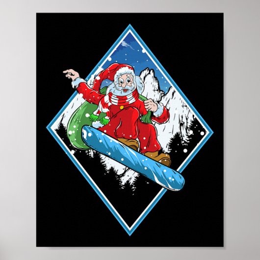 クリスマスサンタスノーボード ポスター (正面)