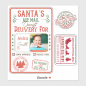 クリスマスサンタスペシャルデリバリーキッズ名&写真 シール (シート)