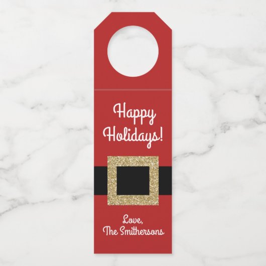 クリスマスサンタスモダンツパーソナライズされた ボトルネックタグ (正面)