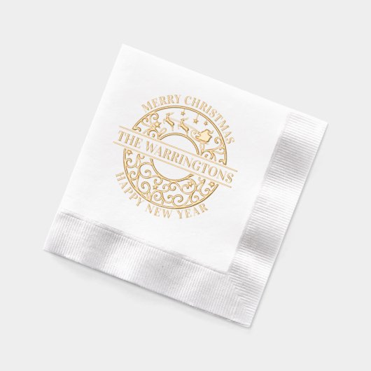 クリスマスサンタスレーレースのようフィリグリーの姓 箔ナプキン (左)